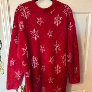NWT Torrid Eyelash Lurex Crew Pullover Snowflake Sweater